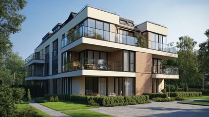 3D illustration of a residential building