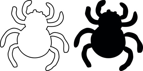  Simple Spider Line Art and Silhouette Vector Set