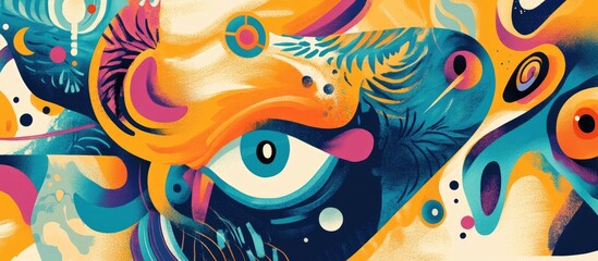 Abstract design featuring playful emotions and decorative elements