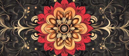 Elegant Floral Design Illustration Tribal Ethnic Ornament Featuring Mandala Stress Relief Pattern Incorporating Various Mystical Motifs