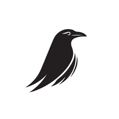 Fototapeta premium Raven in cartoon, doodle style . Image for t-shirt, web, mobile apps and ui. Isolated 2d vector illustration in logo, icon, sketch style, Eps 10, black and white. AI Generative