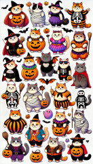 Obraz premium Halloween Cats Parade