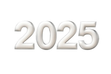 The inscription 2025 in white numbers on a transparent background