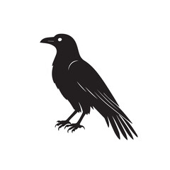 Obraz premium Raven in cartoon, doodle style . Image for t-shirt, web, mobile apps and ui. Isolated 2d vector illustration in logo, icon, sketch style, Eps 10, black and white. AI Generative