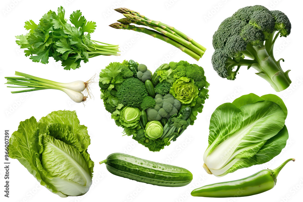 Canvas Prints Green vegetables png element set, transparent background