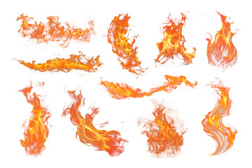 Fire flame effect png cut out set