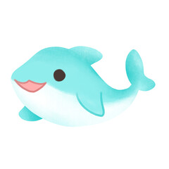 Dolphin Watercolor, Cute cartoon
