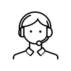Customer support black line icon isolated on white background