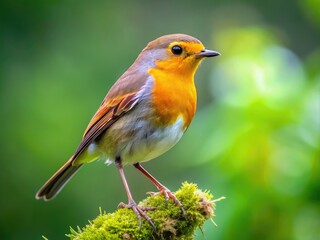 Fototapeta premium A Close-Up Shot Of A Ginnie Bird Perched On A Branch With A Blurred Green Background.