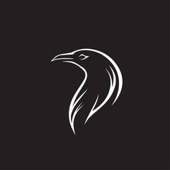 Naklejka premium Raven in cartoon, doodle style . Image for t-shirt, web, mobile apps and ui. Isolated 2d vector illustration in logo, icon, sketch style, Eps 10, black and white. AI Generative