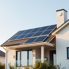 Fototapeta premium A high-resolution shot of solar panels installed on a modern house