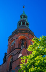 View of beautiful cathedral in old city Legnica Poland