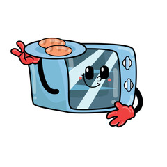 Cartoon oven design illustration happy to carry cookies