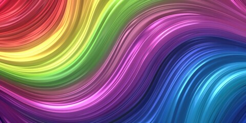 Obraz premium A digital abstract artwork featuring a vibrant rainbow, rendered as smooth, flowing waves. The colors blend seamlessly, creating a sense of motion and energy