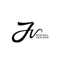 J V  Initial handwriting or handwritten logo for identity. Logo with hand drawn style.