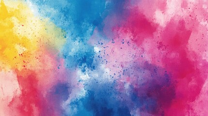 Fototapeta premium A vibrant watercolor background with overlapping splashes of pink, blue, and yellow, creating a fluid and artistic design.