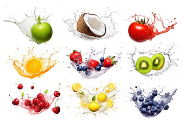 Mixed fruit splash png cut out set