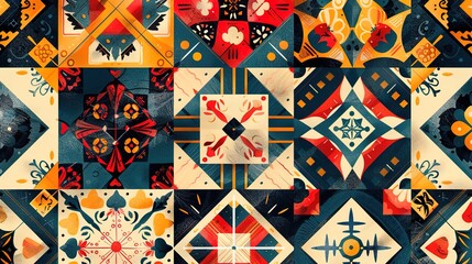 Obraz premium traditional quilt pattern wallpaper