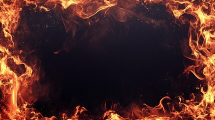 eye-catching fire frame border background designed for banners, allowing for impactful messages with plenty of copy space available