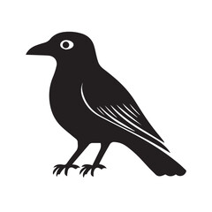 Fototapeta premium Raven in cartoon, doodle style . Image for t-shirt, web, mobile apps and ui. Isolated 2d vector illustration in logo, icon, sketch style, Eps 10, black and white. AI Generative