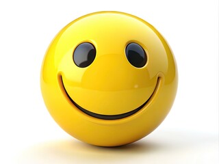 A large, bright yellow smiley face with a cheerful, rounded visage and wide, upwards-curving smile occupies the entire frame, radiating joy and positivity.