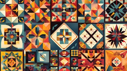 Fototapeta premium traditional quilt pattern wallpaper
