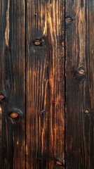 Naklejka premium Close-up of Weathered Dark Brown Wooden Planks