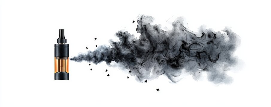 A modern vape device releasing a thick cloud of smoke, symbolizing a trendy lifestyle and the rise of vaping culture.