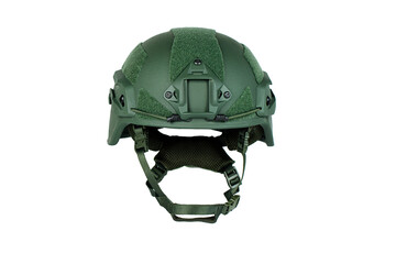 Naklejka premium Green details military helmet a white background