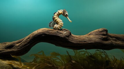 Naklejka premium Seahorse on Driftwood