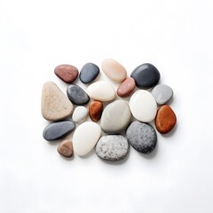 smooth pebbles on a white background