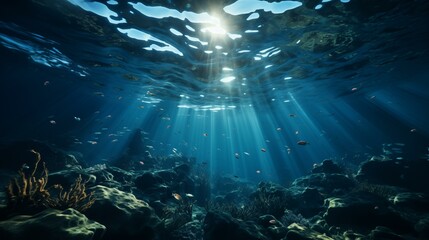 Fototapeta premium A bright blue ocean with sunlight shining down on it