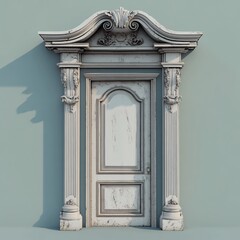 Obraz premium 3D Door Frame Icon: Architectural Structure and Entrance Illustration Logo
