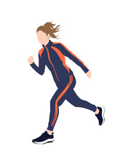 Flat vector people and illustration, woman with sport running outfit