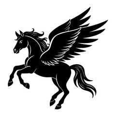 Download Flying Horse Silhouette Vector Illustration White Background Svg File For Design.