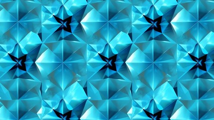 Abstract geometric pattern of shimmering blue crystals arranged in a repetitive design suitable for use in backgrounds or surfaces