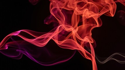 Fototapeta premium Colorful wisps of smoke dance gracefully against a dark background, creating an abstract art piece