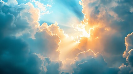 A captivating scene of clouds illuminated by the sun, showcasing a beautiful interplay of light and color in the sky.