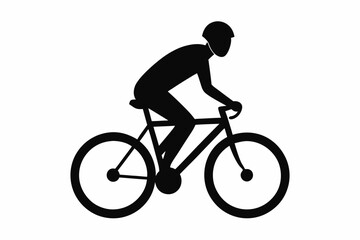 silhouette of a person riding a bicycle, man on bicycle silhouette vector illustration