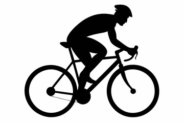 silhouette of a person riding a bicycle, man on bicycle silhouette vector illustration