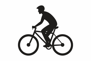 silhouette of a person riding a bicycle, man on bicycle silhouette vector illustration