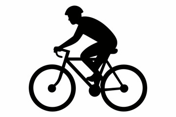 Obraz premium silhouette of a person riding a bicycle, man on bicycle silhouette vector illustration