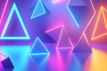 Shapes of neon in a geometric pattern, stock illustration
