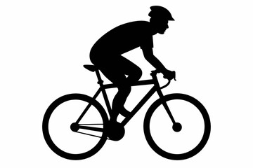 silhouette of a person riding a bicycle, man on bicycle silhouette vector illustration