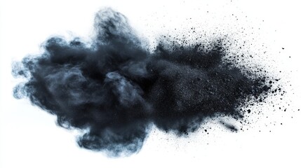 black color powder pulver explosion isolated on white