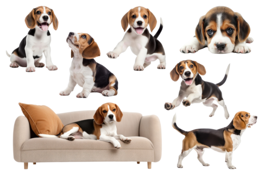 Cute Beagle dog png element set, transparent background