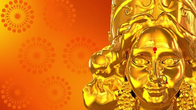 Durga puja festival background design with goddess durga 3D face illustration