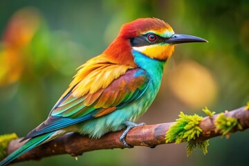 Obraz premium A Vibrant And Colorful Close-Up Of An Exotic Bird With Iridescent Feathers Perched On A Branch In A Natural Setting