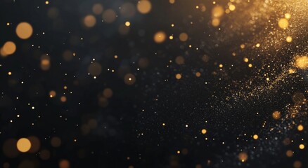 Fototapeta premium Golden particles shimmer against a dark background, creating a mesmerizing visual effect