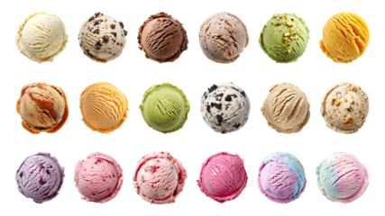 PNG ice cream scoop element set, transparent background